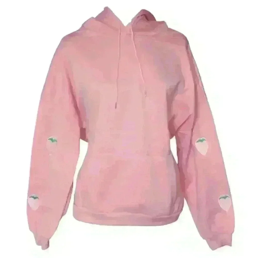 Strawberry Sleeve Pink Hoodie for Women - Picture 3 of 4